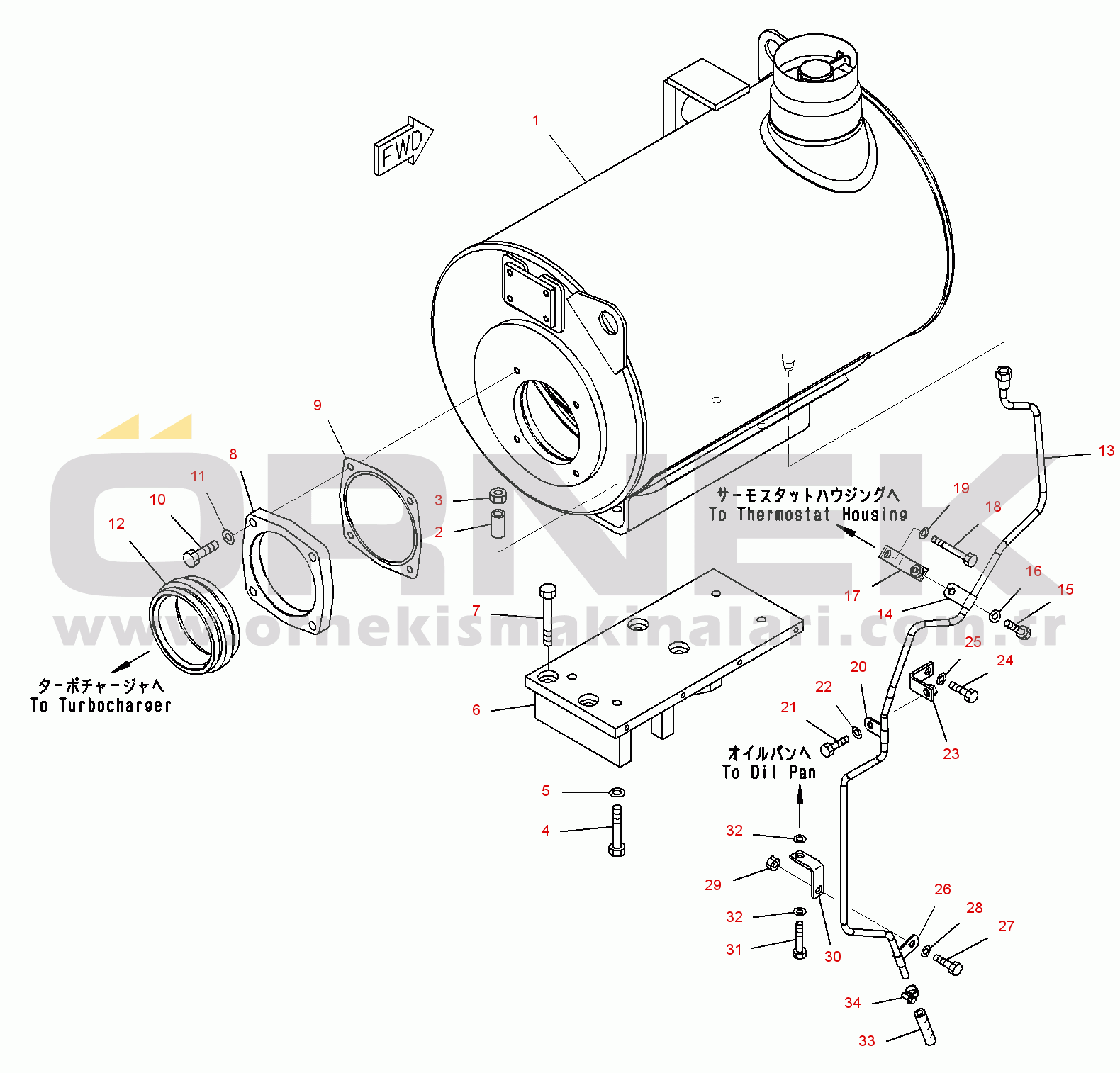 Komatsu SAA6D170E-5A S/N 510001-UP Exhaust Muffler (1/2)