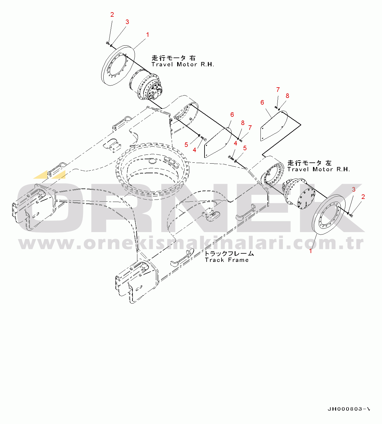 Komatsu PC130-8 S/N 80001-UP Travel Motor and Final Drive, Sprocket (#80001-)