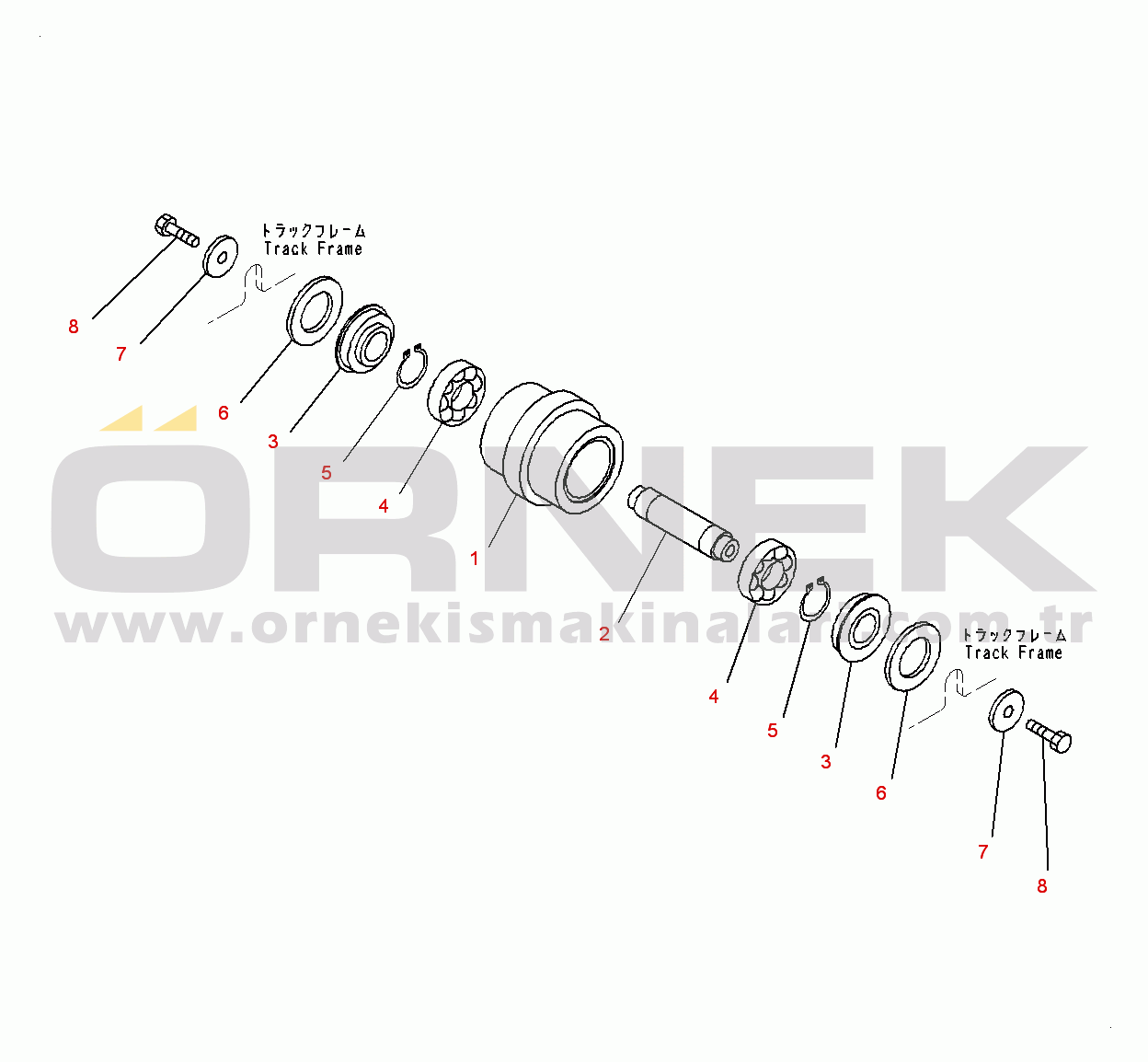 Komatsu PC18MR-3 S/N 20001-UP (Kuzey Amerika Stan.) Track Frame, Track Roller (#20001-)