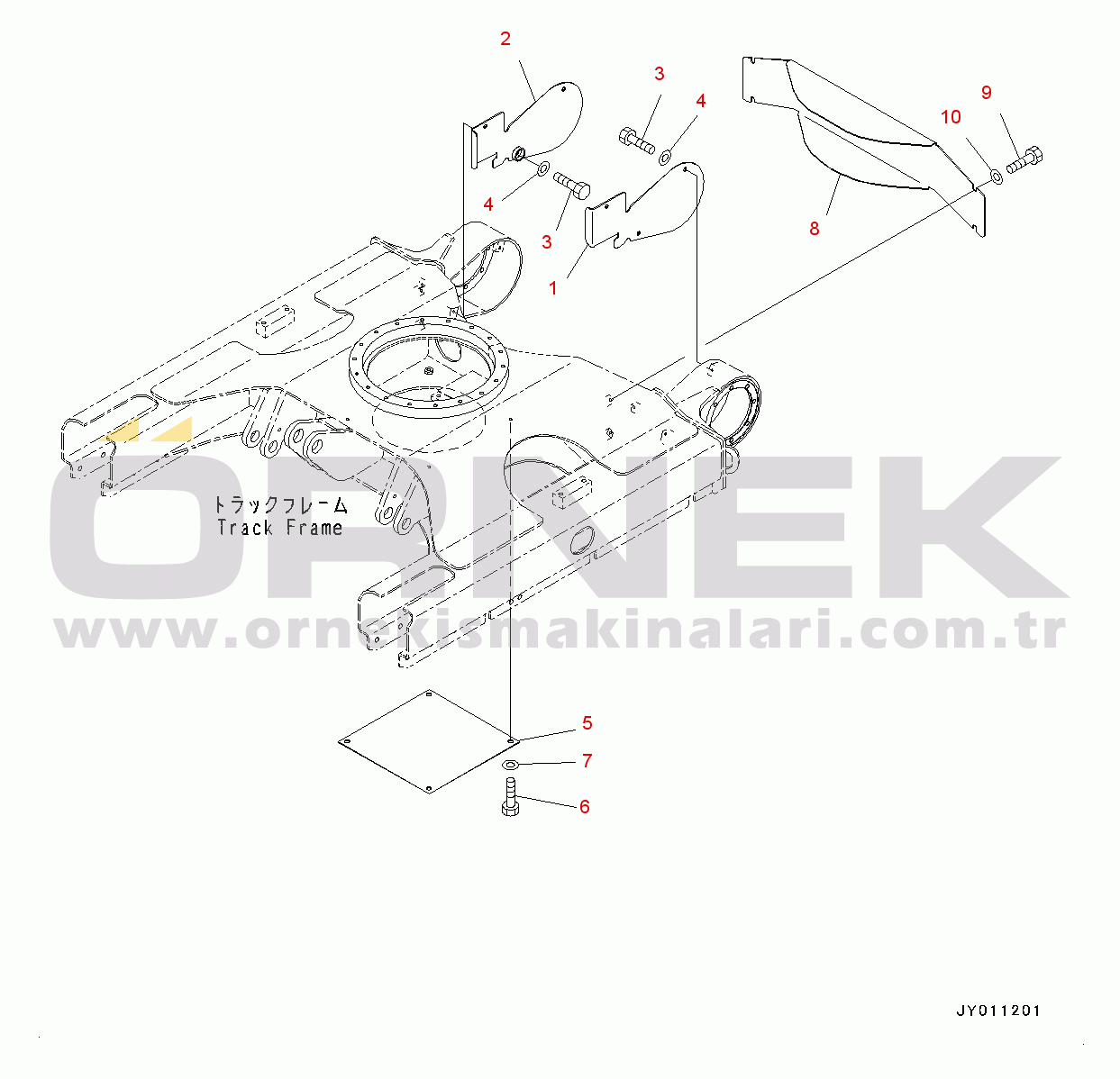 Komatsu PC18MR-3 S/N 20001-UP (Kuzey Amerika Stan.) Track Frame Cover (#20001-20365)