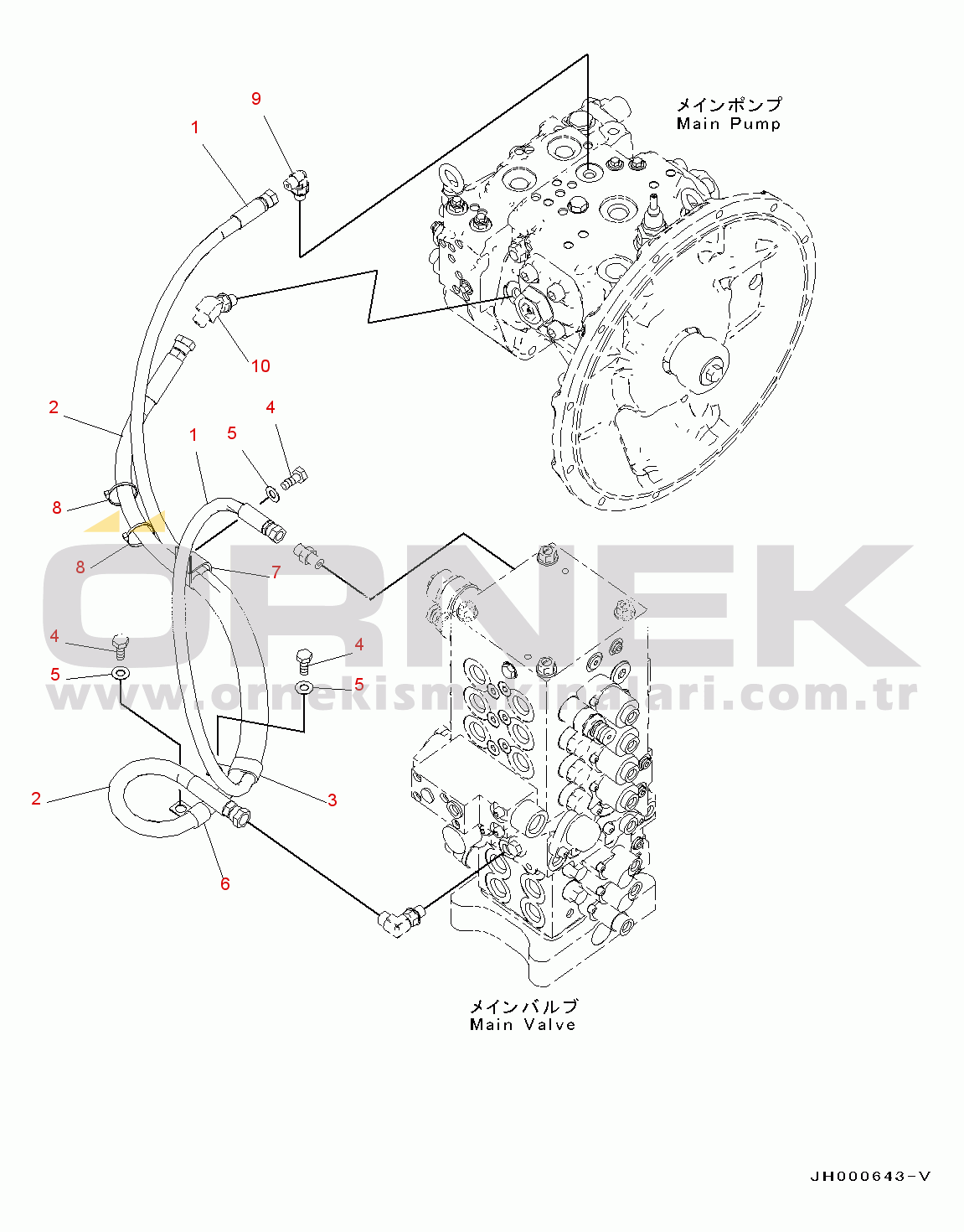 Komatsu PC130-8 S/N 80001-UP LS Circuit, 1-actuator(#80001-)