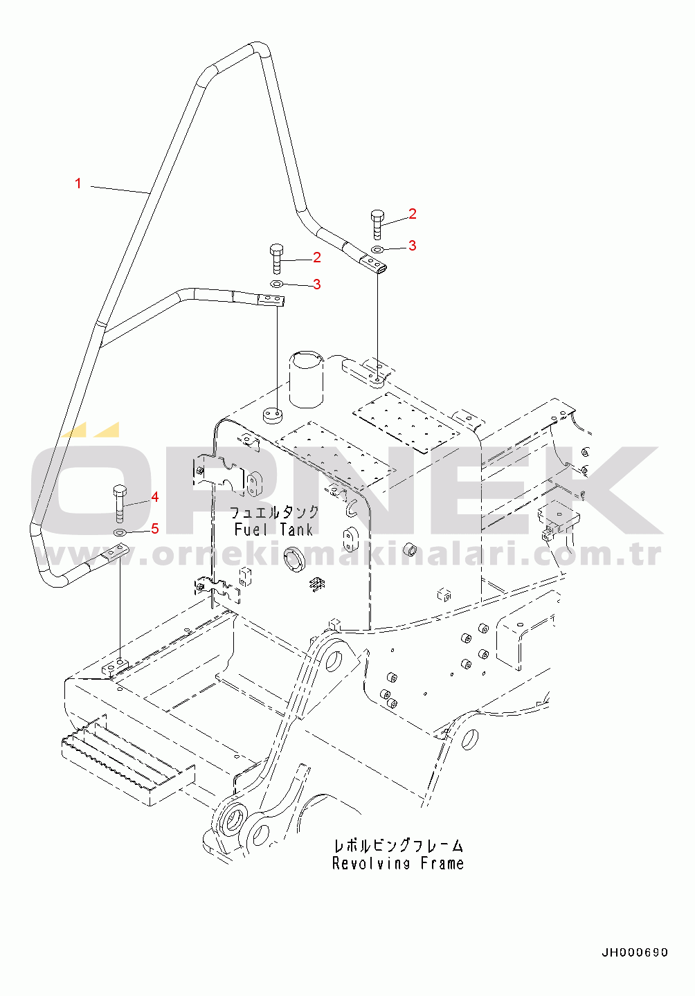 Komatsu PC130-8 S/N 80001-UP Handrail(#80001-)