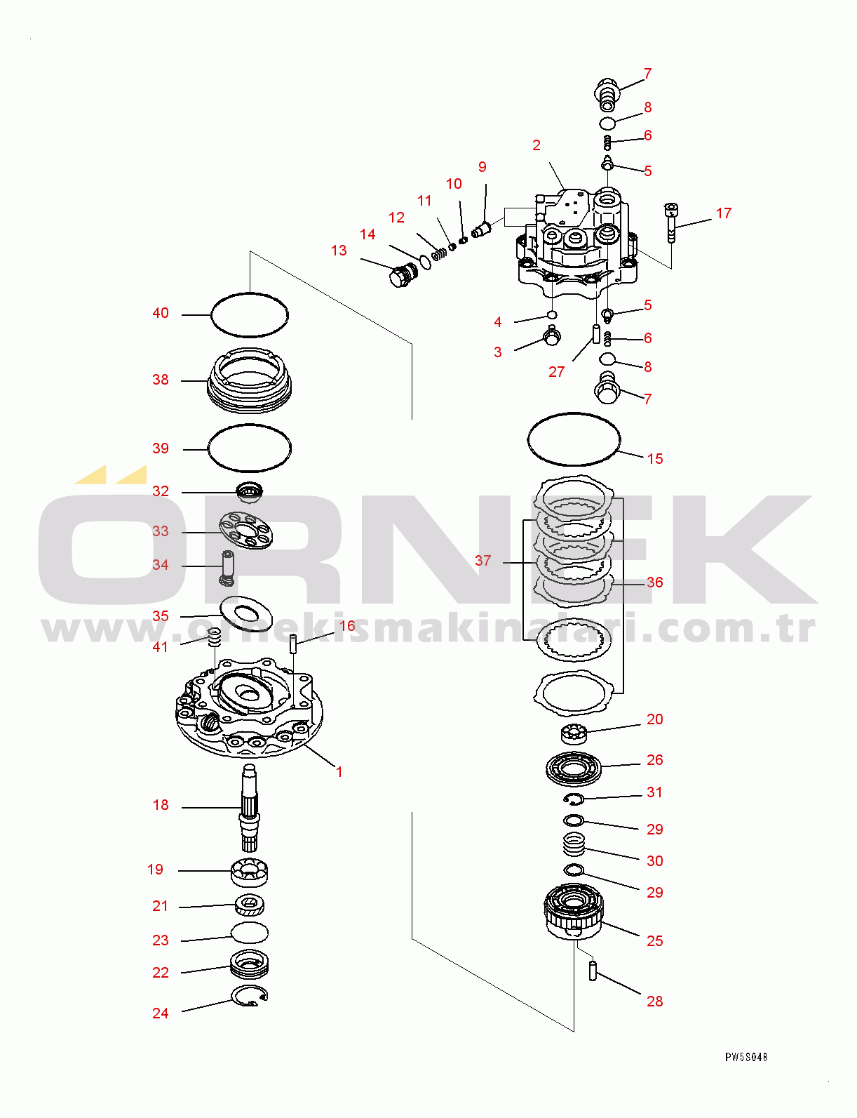 Komatsu PC88MR-8 S/N 5001-UP Swing Machinery and Motor, Swing Motor (2/4) (#5001-)