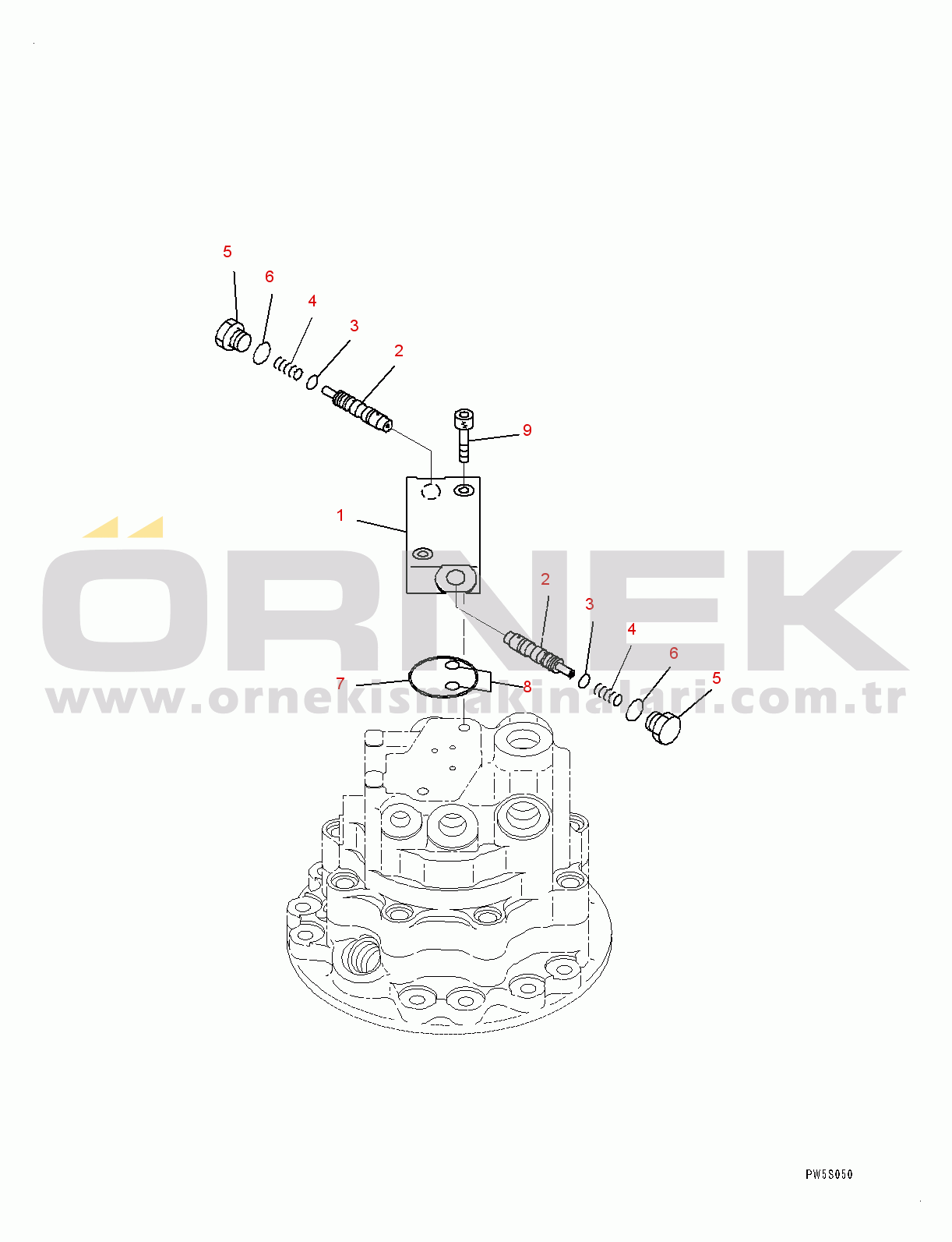 Komatsu PC88MR-8 S/N 5001-UP Swing Machinery and Motor, Swing Motor (4/4) (#5001-)