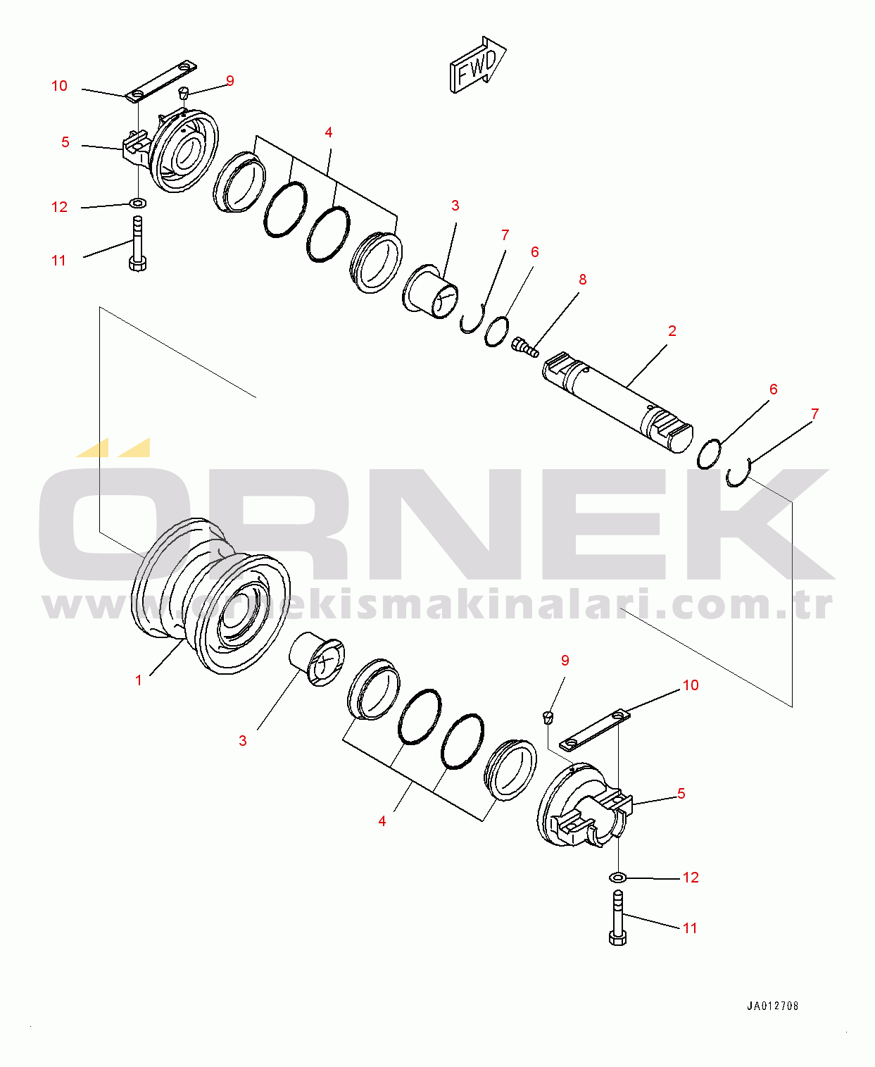 Komatsu D37PX-22 S/N 60001-UP Track Roller, Single Flange Roller (#61149-)