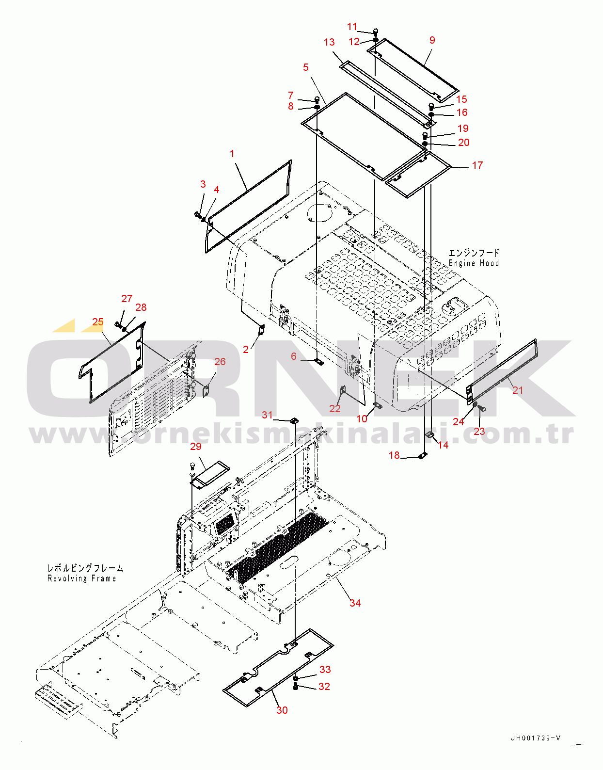 Komatsu PC400-8 S/N 70001-UP Engine Hood, Hood, Net (#70001-)