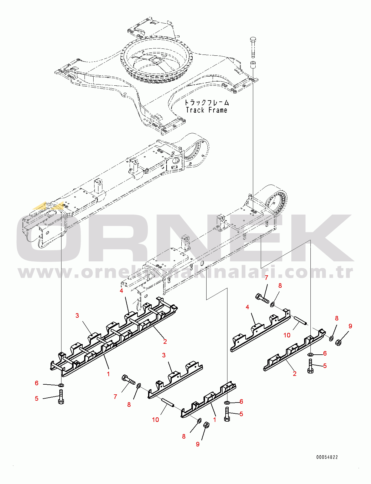 Komatsu PC400-8 S/N 70001-UP Track Frame, Full Roller Guard (#70001-70455)