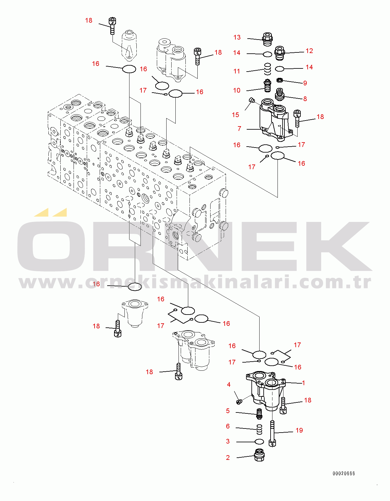 Komatsu PC400LC-8R S/N 75001-UP Control Valve, Inner Parts (3/25) (#75001-)