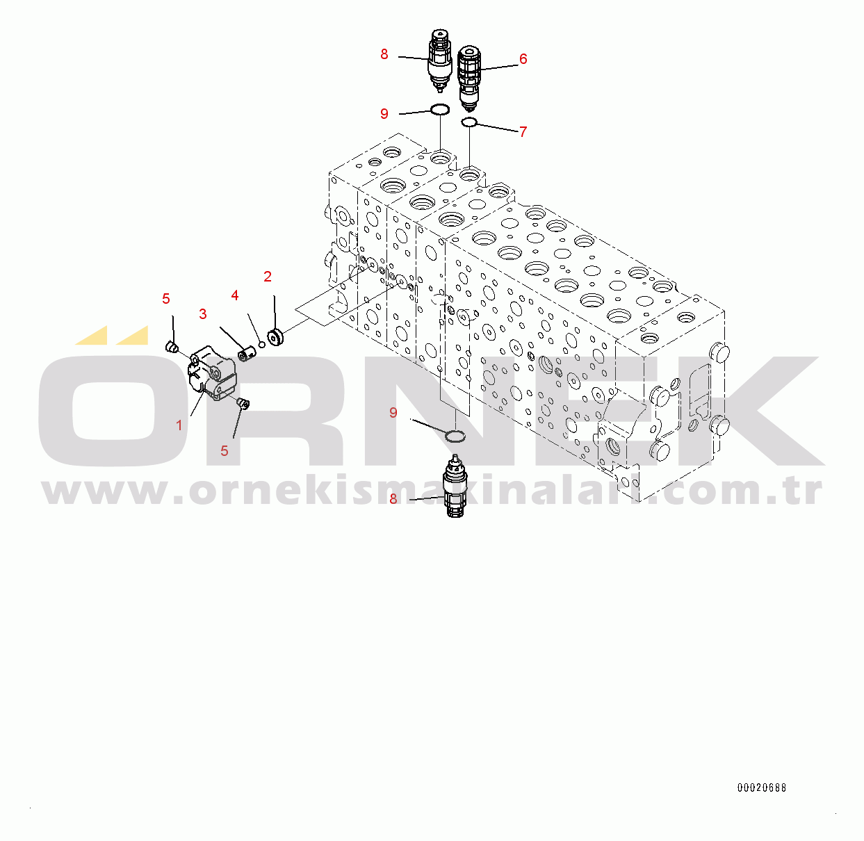 Komatsu PC400LC-8R S/N 75001-UP Control Valve, Inner Parts (25/25) (#75001-)