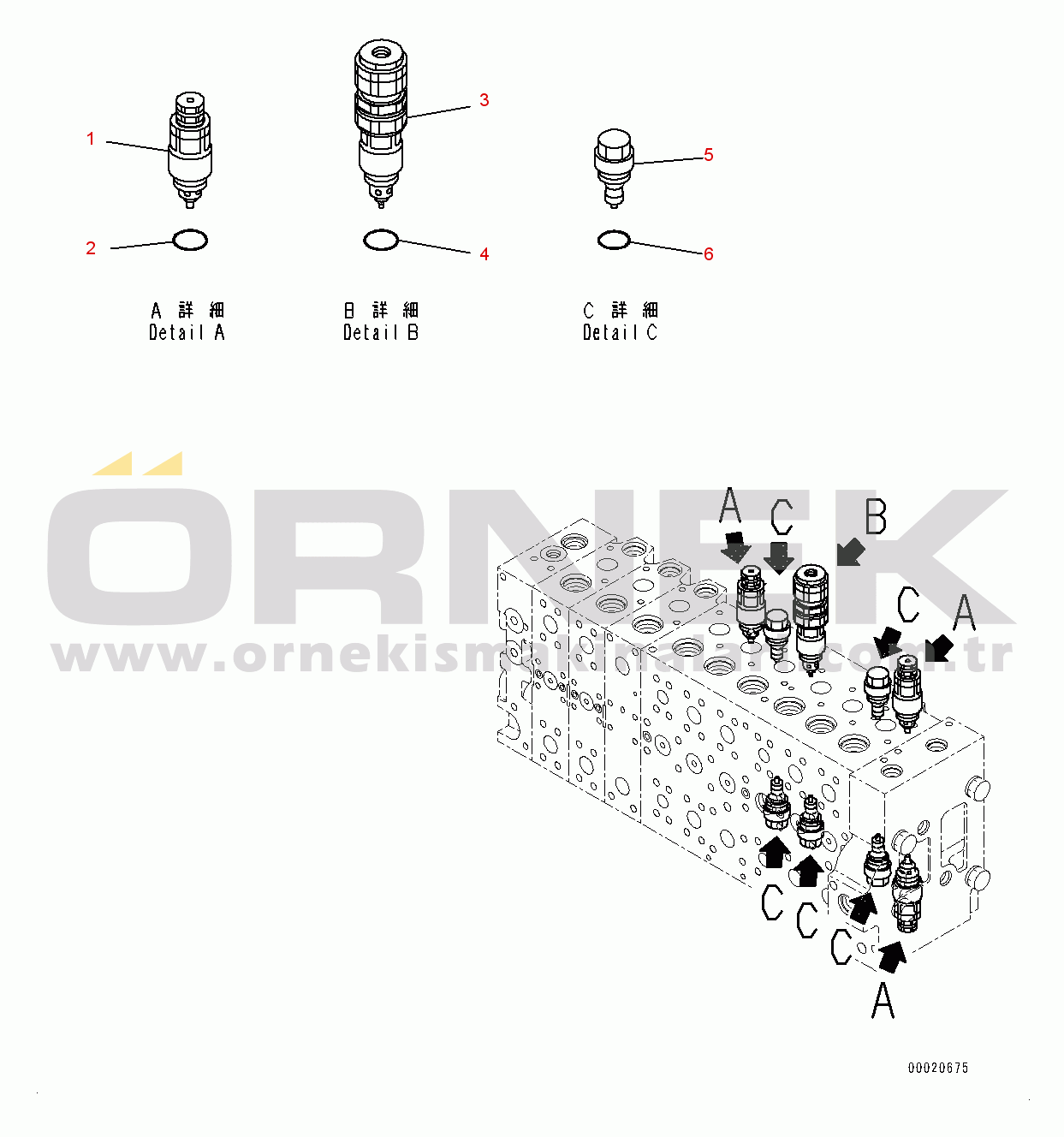 Komatsu PC450-8 S/N 70001-UP Control Valve, Inner Parts (12/25) (#70001-)