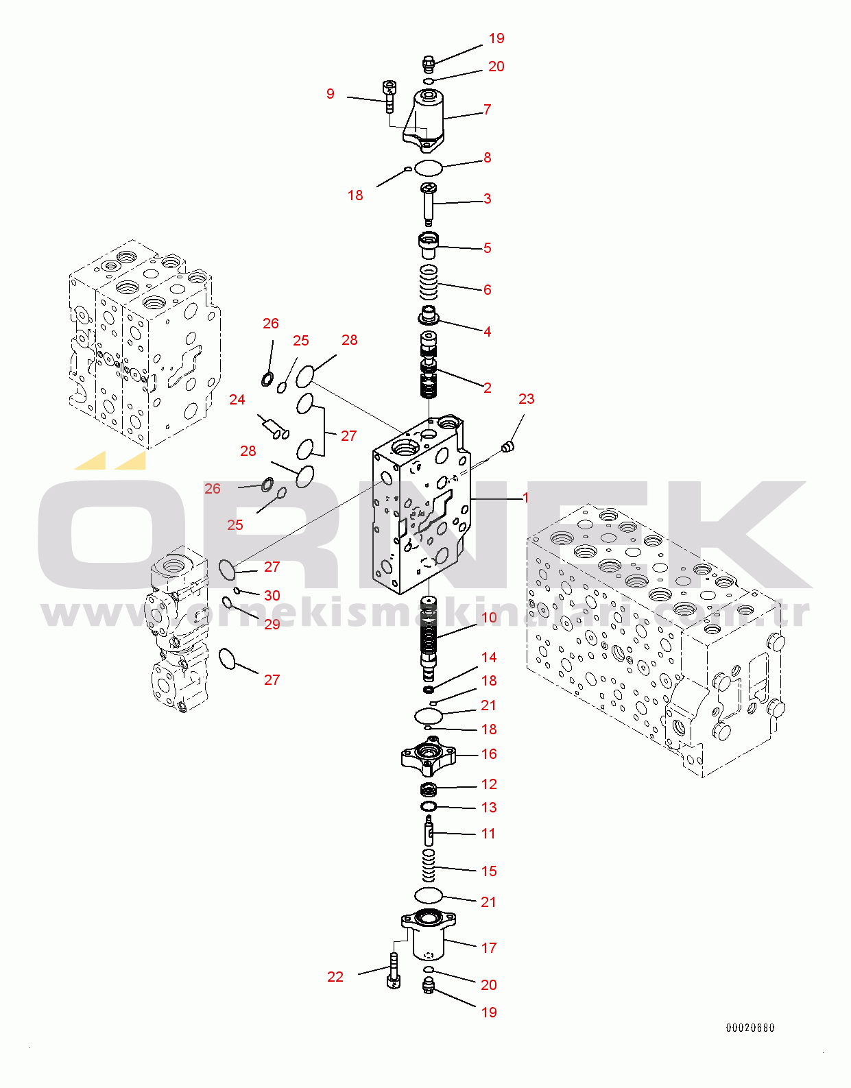 Komatsu PC450-8 S/N 70001-UP Control Valve, Inner Parts (15/25) (#70001-)
