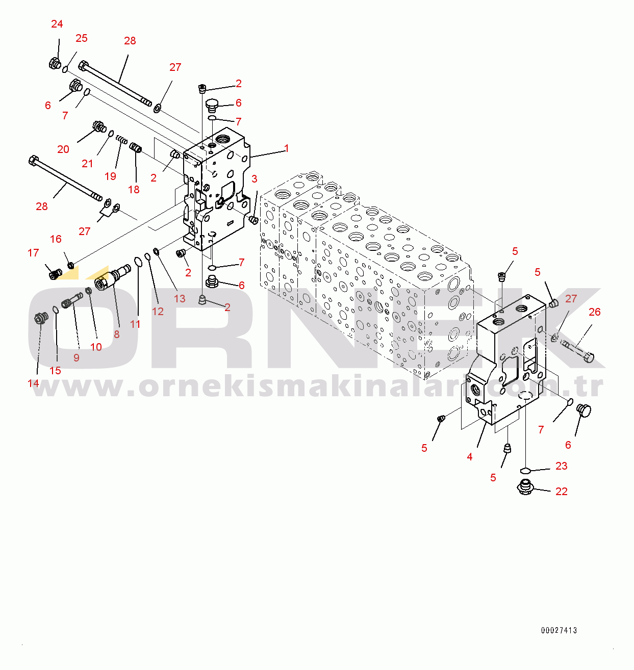 Komatsu PC450-8R S/N 75001-UP Control Valve, Inner Parts (7/25) (#75001-75197)