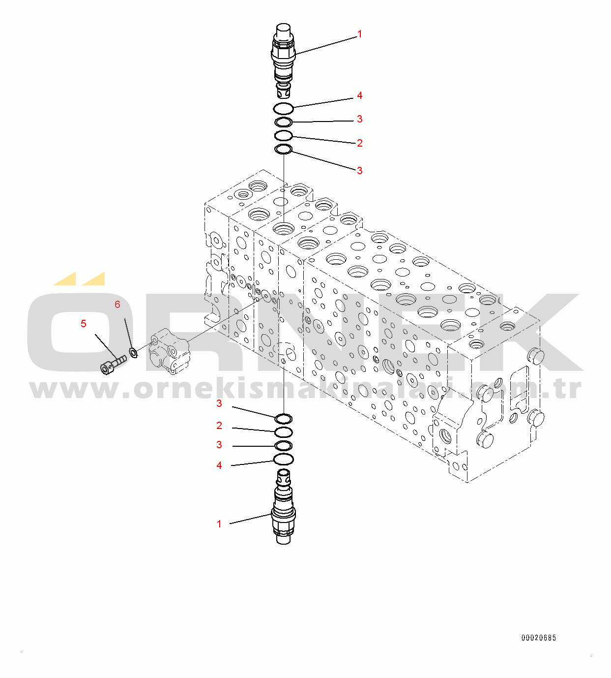 Komatsu PC450-8R S/N 75001-UP Control Valve, Inner Parts (22/25) (#75001-)