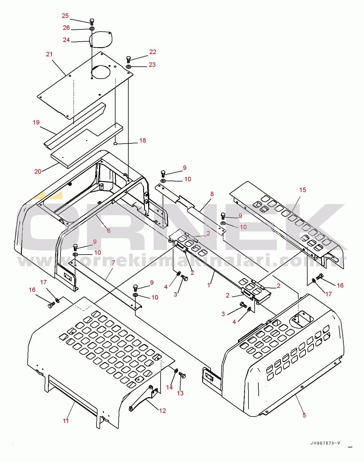 Komatsu PC450-8R S/N 75001-UP Engine Hood, Frame (#75001-)