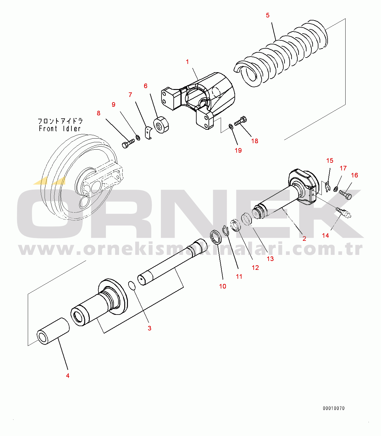 Komatsu PC450-8R S/N 75001-UP Front Idler and Idler Cushion, (2/2) (#75001-)