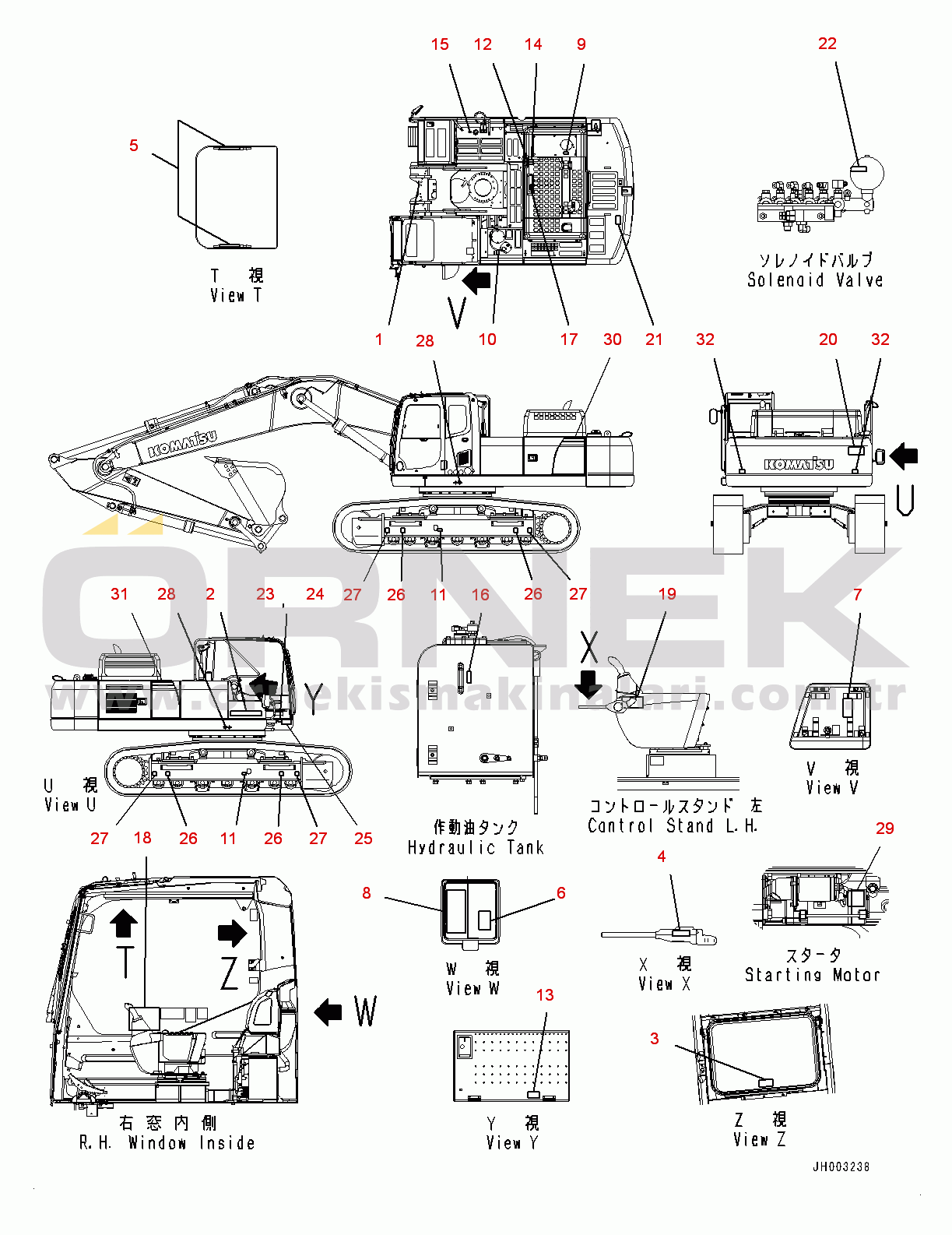 Komatsu PC450-8R S/N 75001-UP Marks and Plates (#75001-)