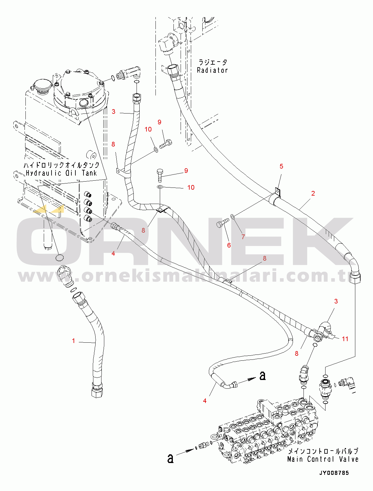 Komatsu PC55MR-3 S/N 15001-UP (Kuzey Amerika Stan.) Return Piping (#15001-15400)