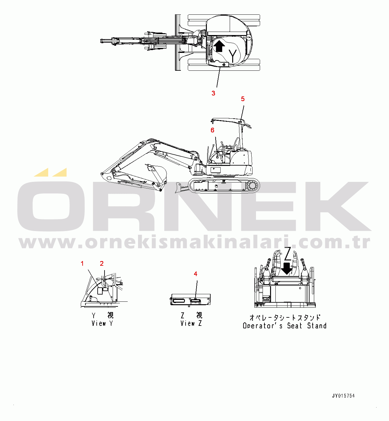 Komatsu PC55MR-3 S/N 15001-UP (Kuzey Amerika Stan.) Lever Shift Pattern, Lever Shift Pattern and Anti-slip Sheet (#16501-16550)