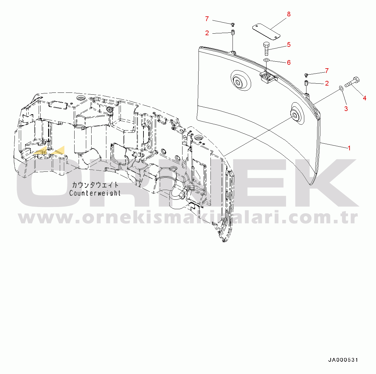 Komatsu PC78US-8 S/N 15001-UP Additional Counterweight (#15001-)