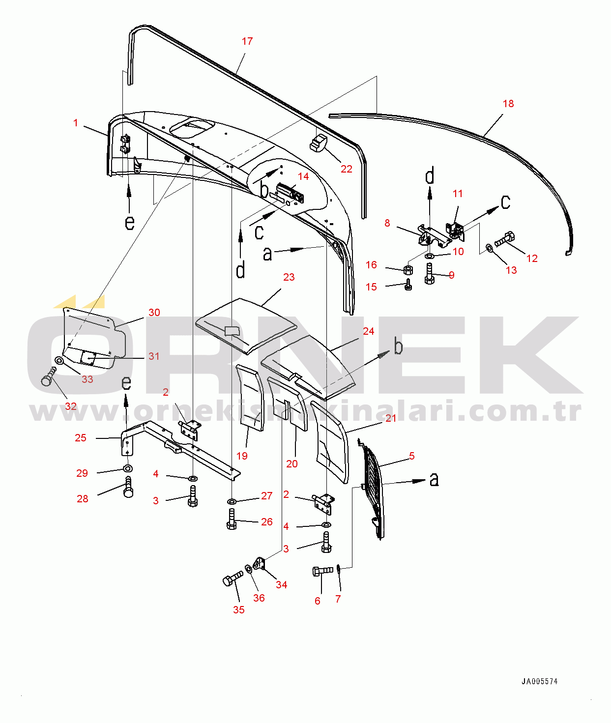 Komatsu PC78US-8 S/N 15001-UP (EU Stan.) Hood, Hood Sheet (#15872-)