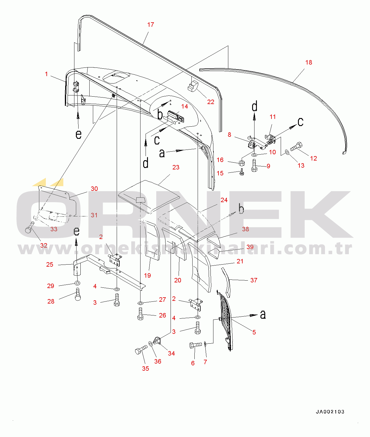 Komatsu PC78US-8 S/N 15001-UP (EU Stan.) Hood, Hood Sheet (#15001-)