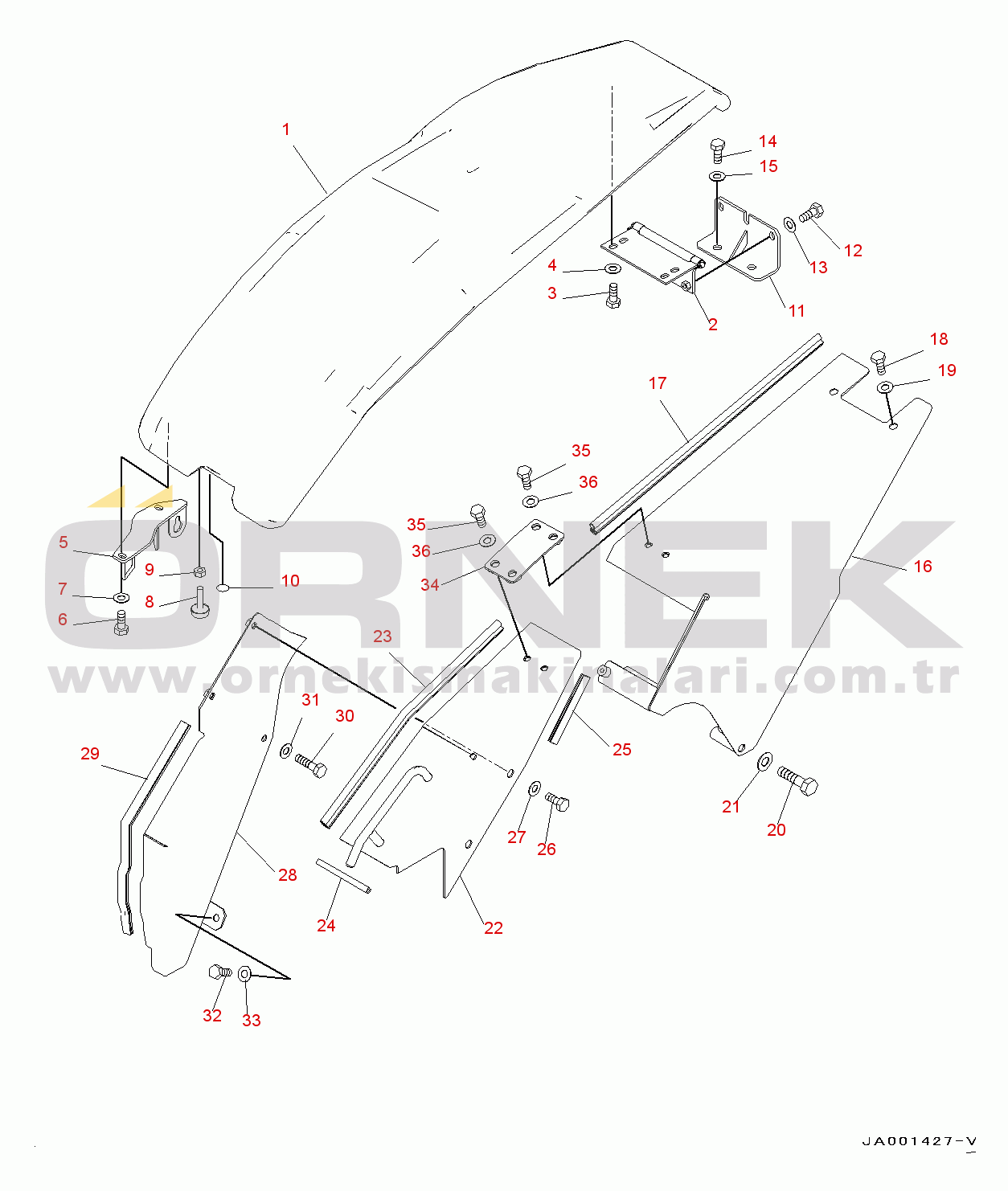 Komatsu PC78US-8 S/N 15001-UP (EU Stan.) Front Cover, Hydraulic Tank Cover (#15001-)