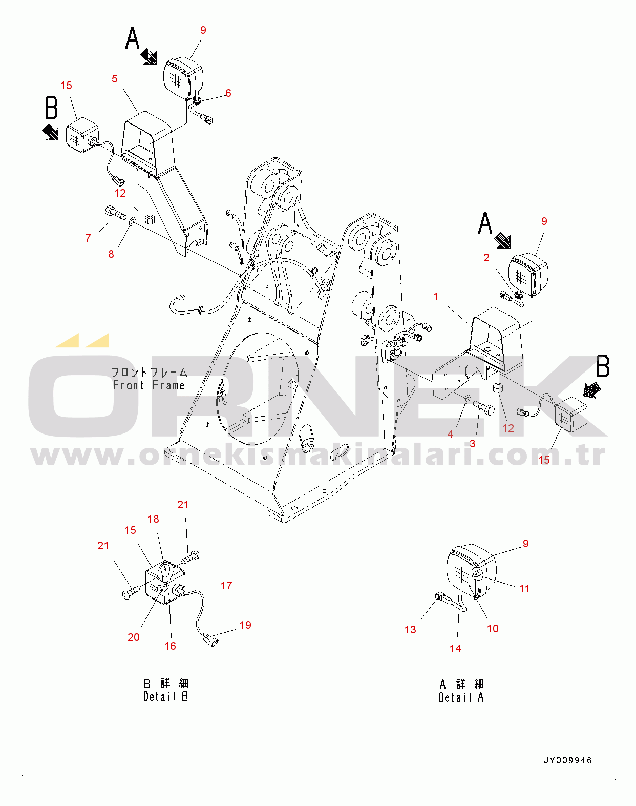 Komatsu WA50-6 S/N 60001-UP Lamp and Horn, Head Lamp (#60001-63095)