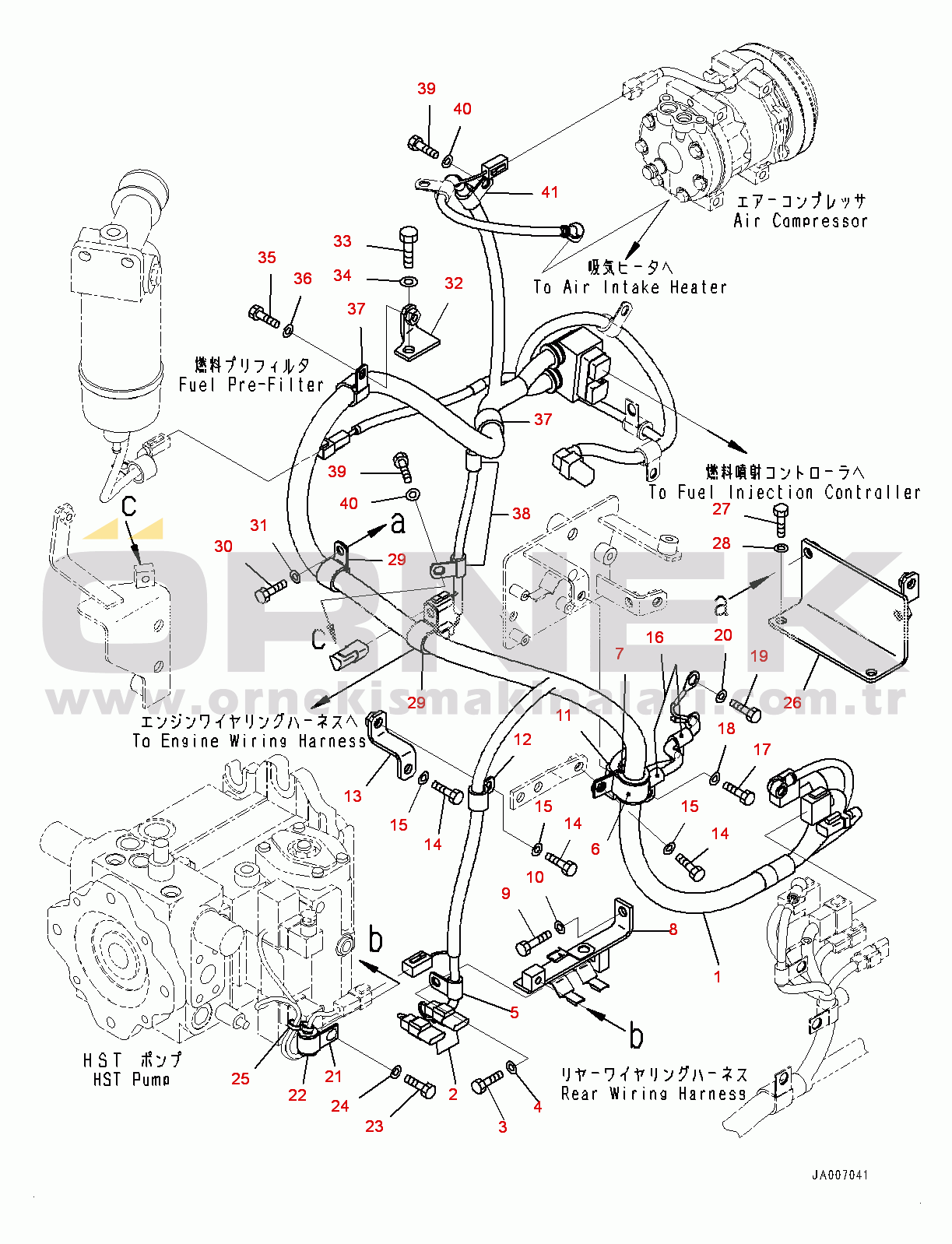Komatsu WA200-6 S/N 70001-UP Engine Wiring Harness, Wiring Harness (#70001-72275)