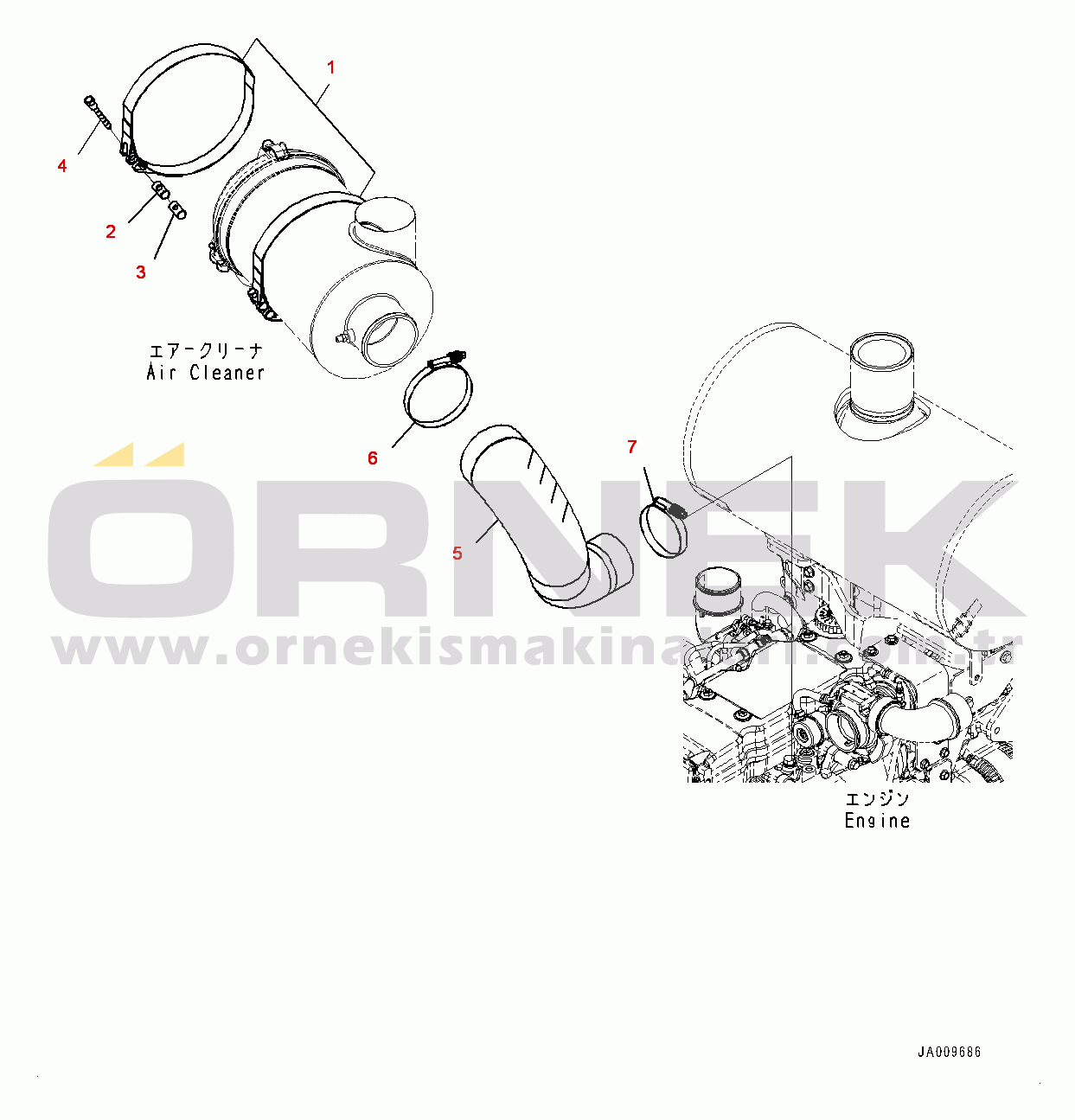 Komatsu WA200-6 S/N 70001-UP Engine Wiring Harness, Air Cleaner Mounting (#70001-)