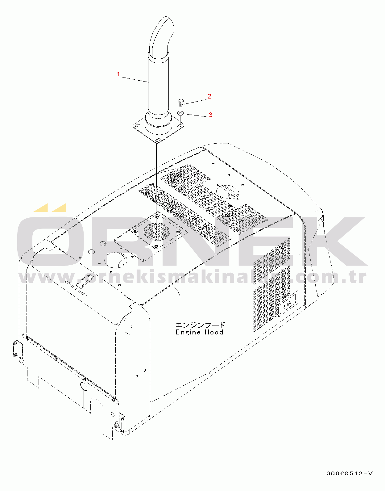 Komatsu WA200-6 S/N 70001-UP Exhaust Pipe (#70001-)