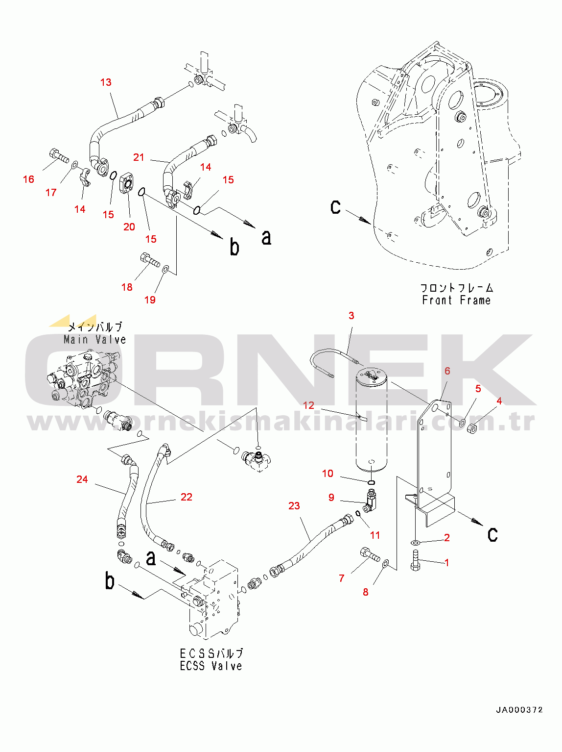 Komatsu WA200-6 S/N 70001-UP Hydraulic Piping, Emergency Steering Piping (#70001-71790)