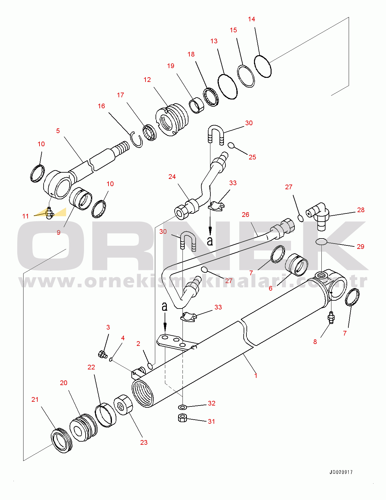 Komatsu WA200-6 S/N 70001-UP Steering Cylinder, R.H. (#70001-)