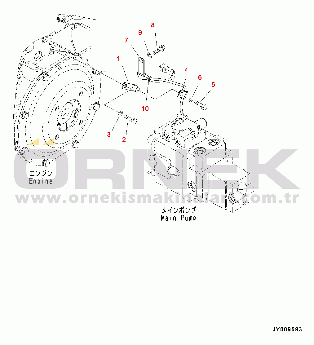 Komatsu PC55MR-3 S/N 15001-UP (EU Stan.) Engine Unit, Wiring Harness Clamp (#15427-16000)