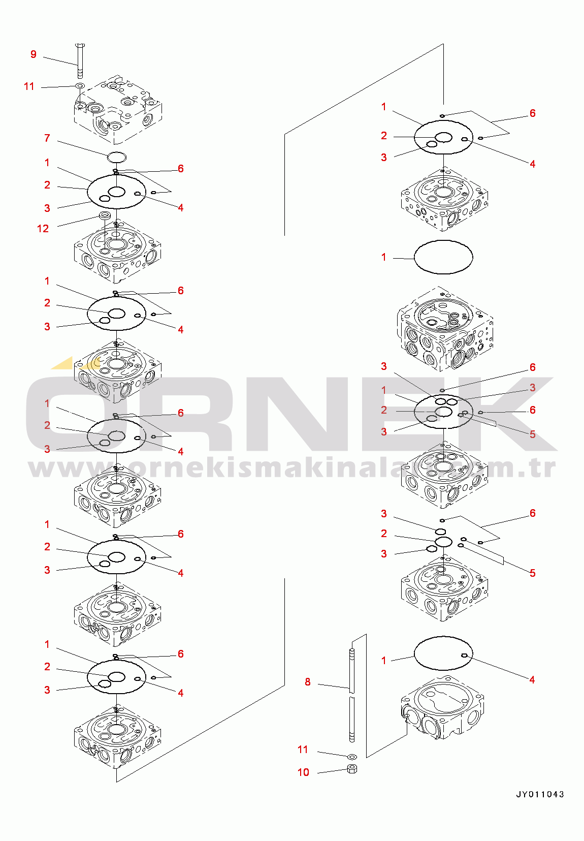 Komatsu PC55MR-3 S/N 15001-UP (EU Stan.) Control Valve, Inner Parts (2/21) (#15001-15400)