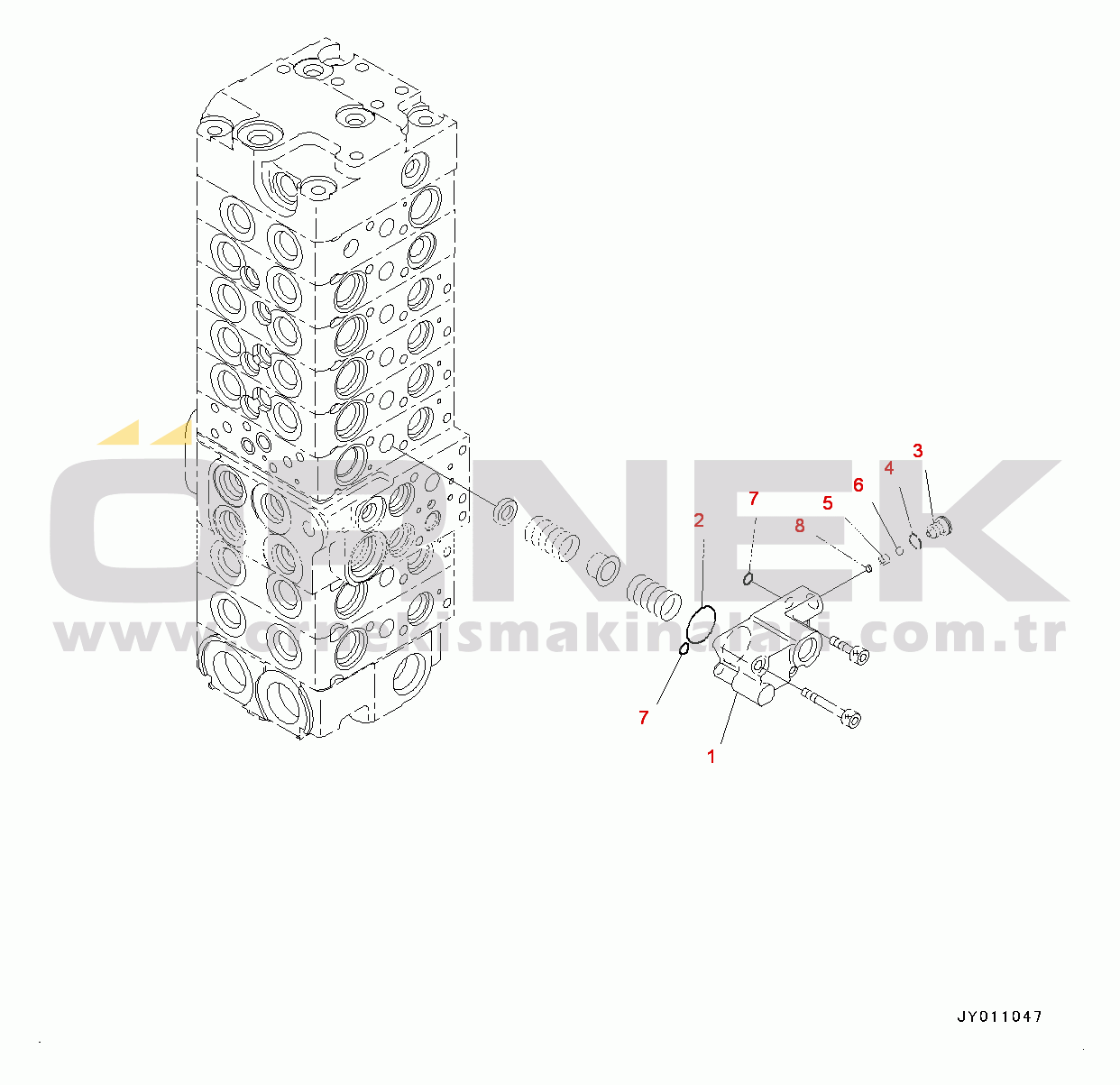 Komatsu PC55MR-3 S/N 15001-UP (EU Stan.) Control Valve, Inner Parts (6/21) (#15001-15400)