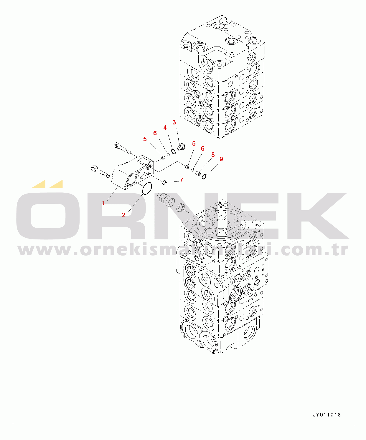 Komatsu PC55MR-3 S/N 15001-UP (EU Stan.) Control Valve, Inner Parts (7/21) (#15001-15400)
