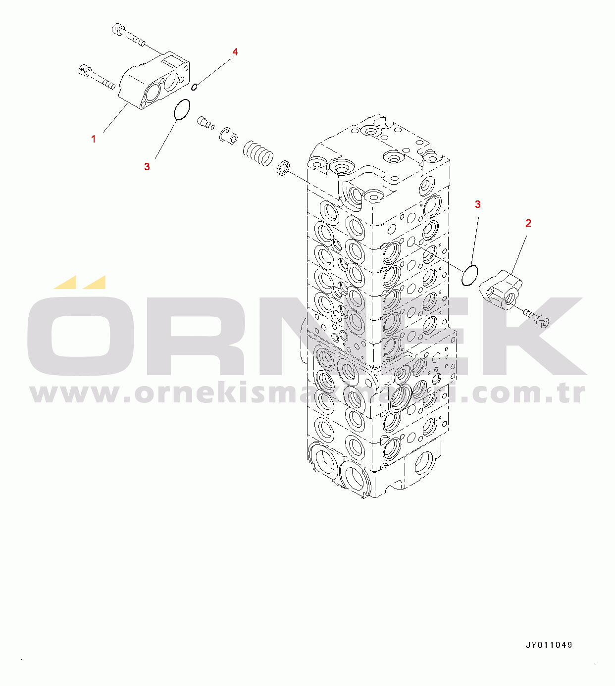 Komatsu PC55MR-3 S/N 15001-UP (EU Stan.) Control Valve, Inner Parts (8/21) (#15001-15400)