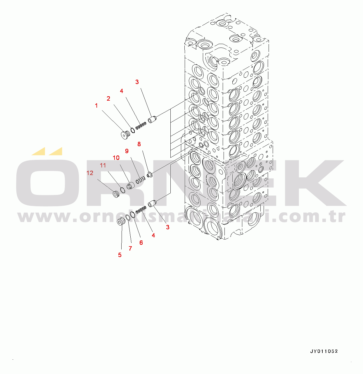 Komatsu PC55MR-3 S/N 15001-UP (EU Stan.) Control Valve, Inner Parts (11/21) (#15001-15400)