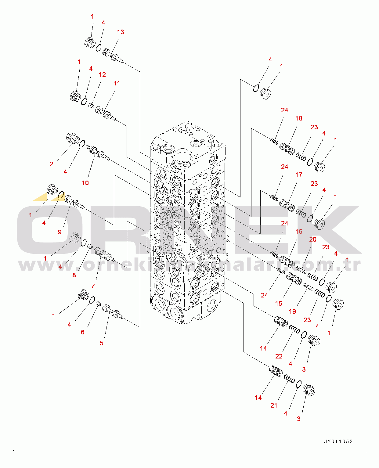 Komatsu PC55MR-3 S/N 15001-UP (EU Stan.) Control Valve, Inner Parts (12/21) (#15001-15400)