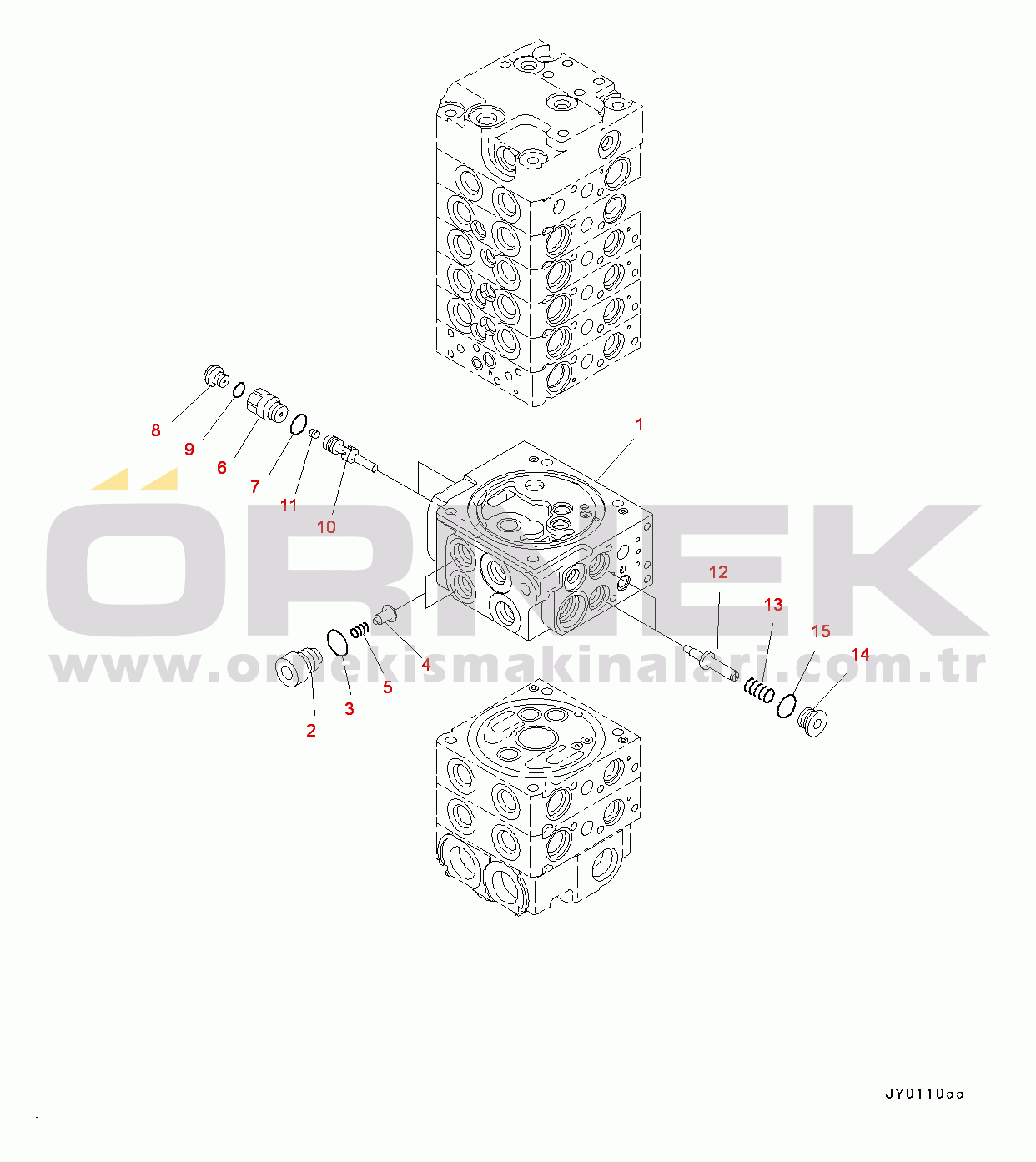 Komatsu PC55MR-3 S/N 15001-UP (EU Stan.) Control Valve, Inner Parts (14/21) (#15001-15400)