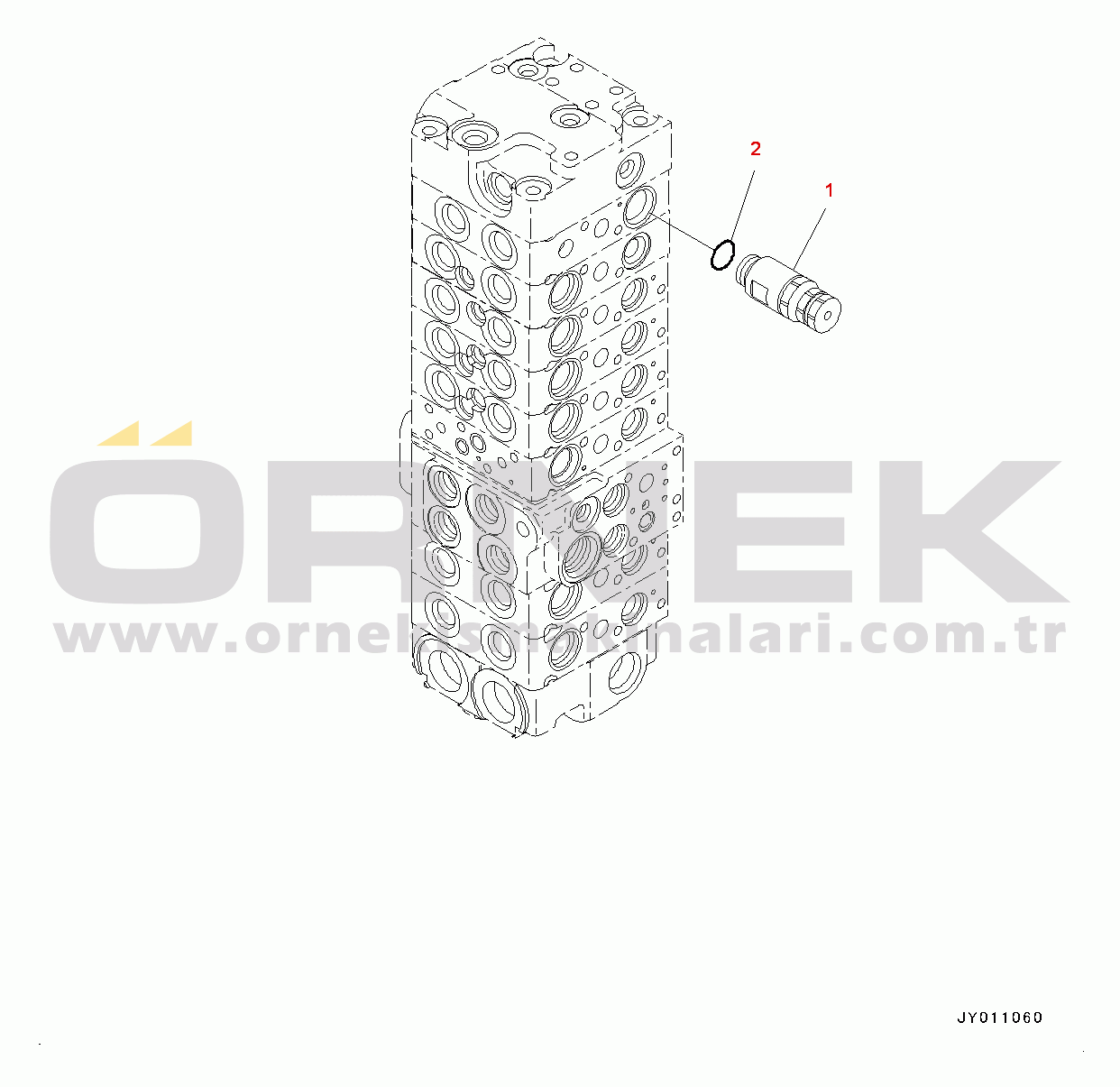 Komatsu PC55MR-3 S/N 15001-UP (EU Stan.) Control Valve, Inner Parts (19/21) (#15001-15400)