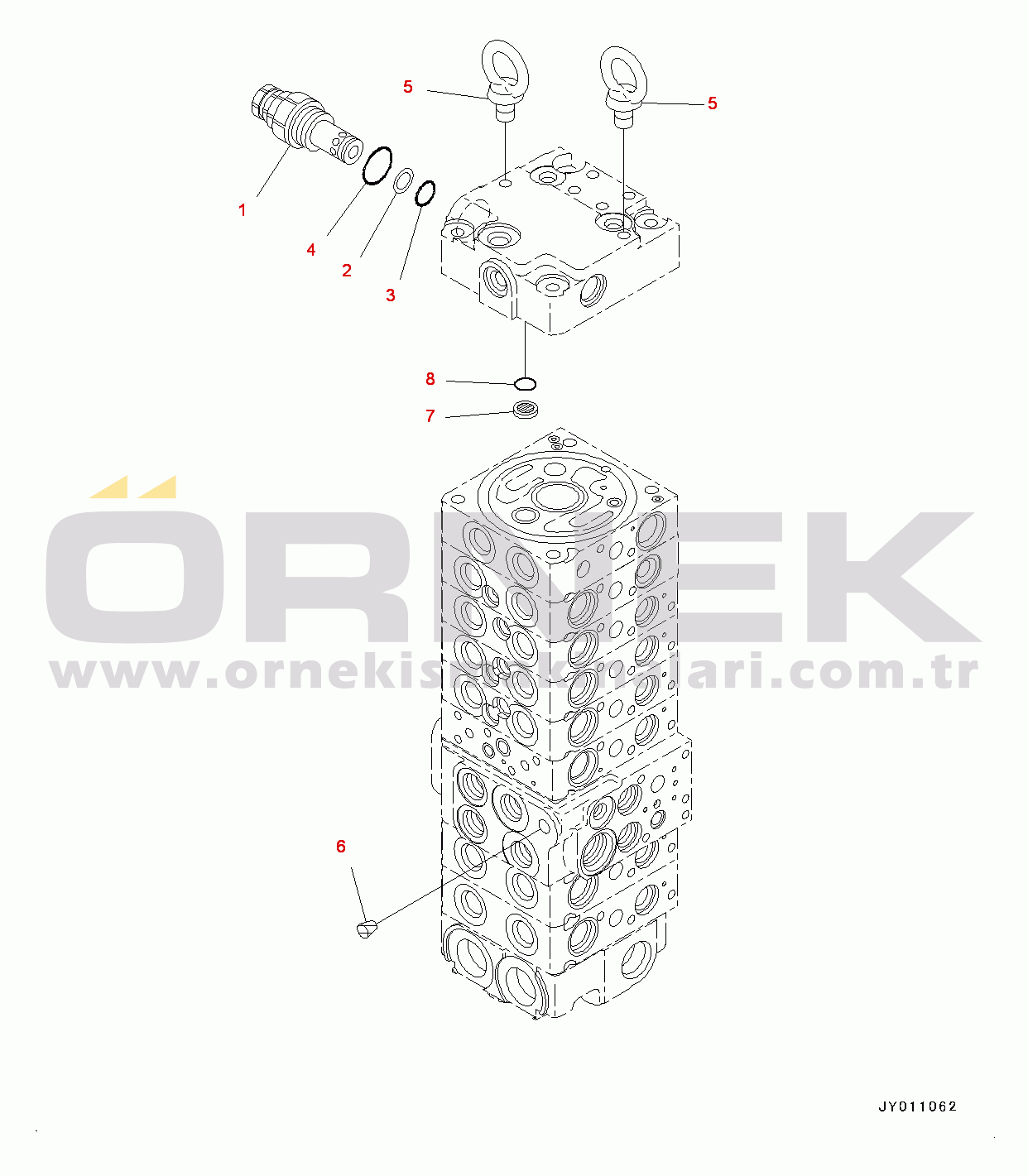Komatsu PC55MR-3 S/N 15001-UP (EU Stan.) Control Valve, Inner Parts (21/21) (#15001-15400)