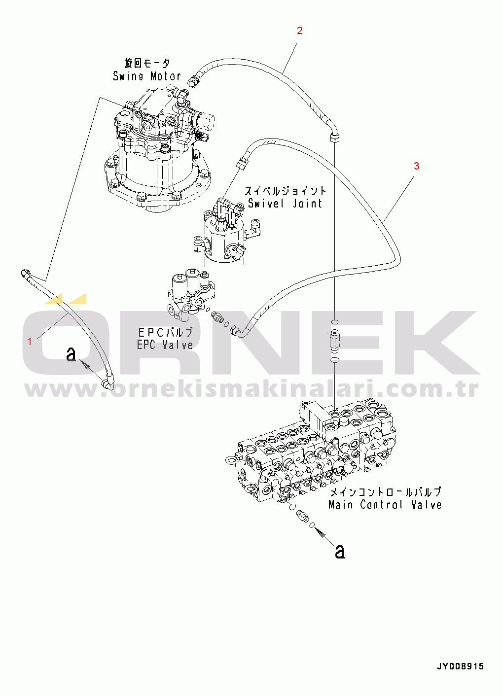 Komatsu PC55MR-3 S/N 15001-UP (EU Stan.) Control Valve, Return Piping (#15001-15400)