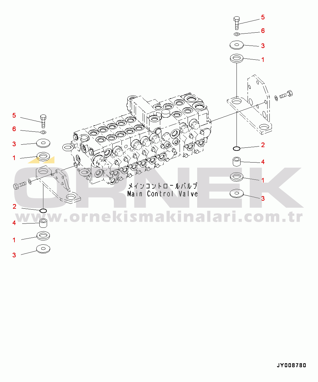 Komatsu PC55MR-3 S/N 15001-UP (EU Stan.) Control Valve, Mounting (#15001-15400)