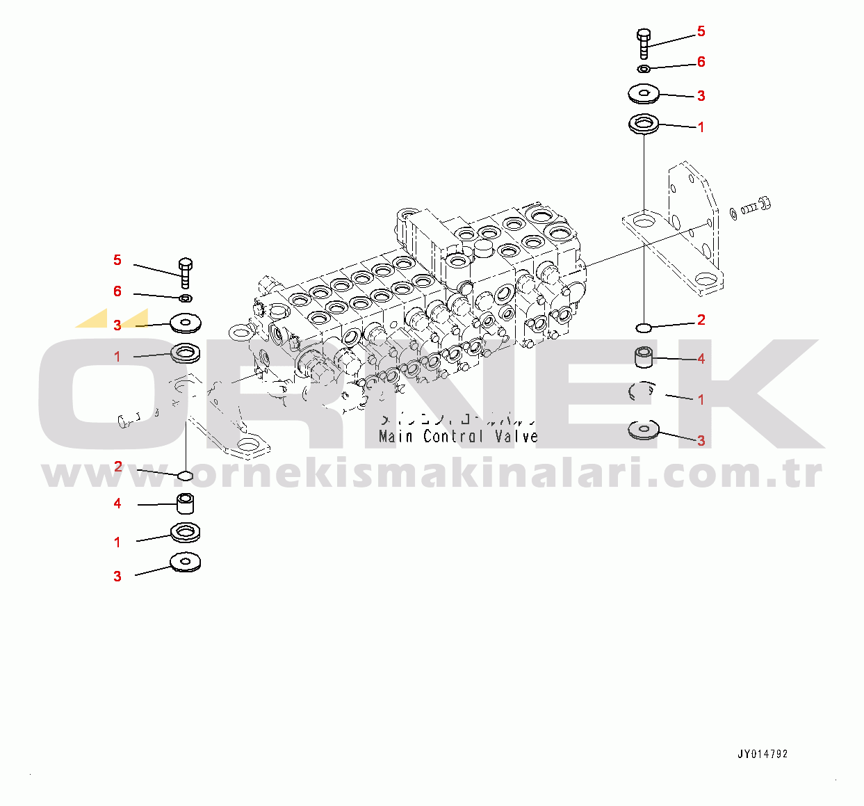 Komatsu PC55MR-3 S/N 15001-UP (EU Stan.) Control Valve, Mounting (#16501-)