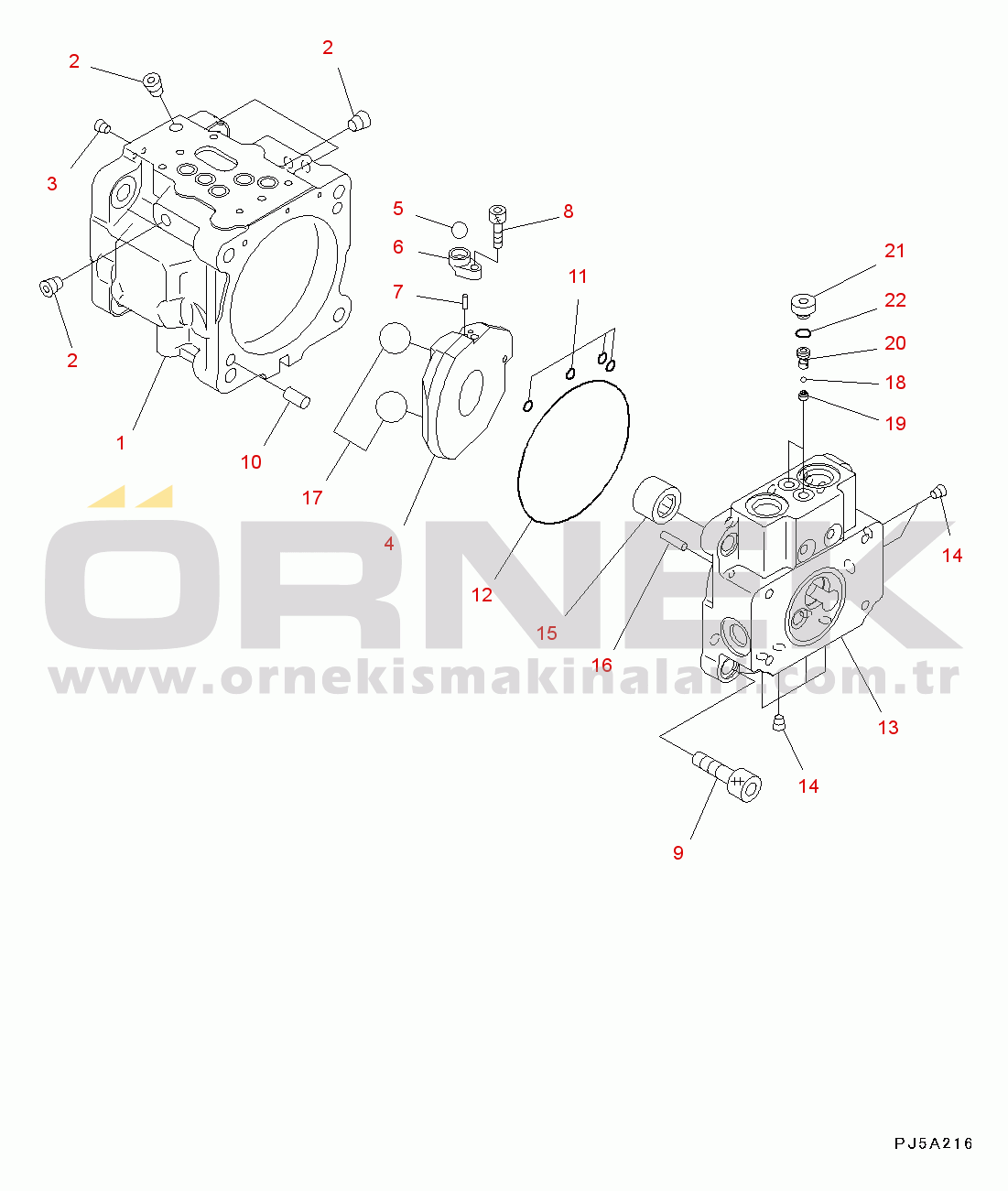 Komatsu PC55MR-3 S/N 15001-UP (EU Stan.) Piston Pump, Inner Parts (1/5) (#15001-15259)