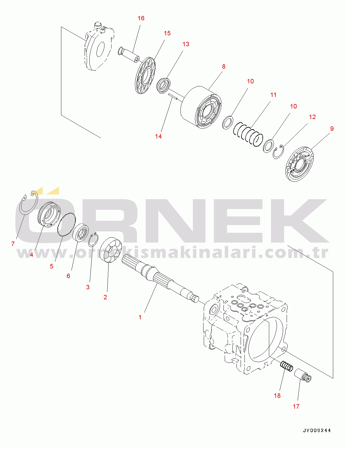 Komatsu PC55MR-3 S/N 15001-UP (EU Stan.) Piston Pump, Inner Parts (2/5) (#15001-15259)