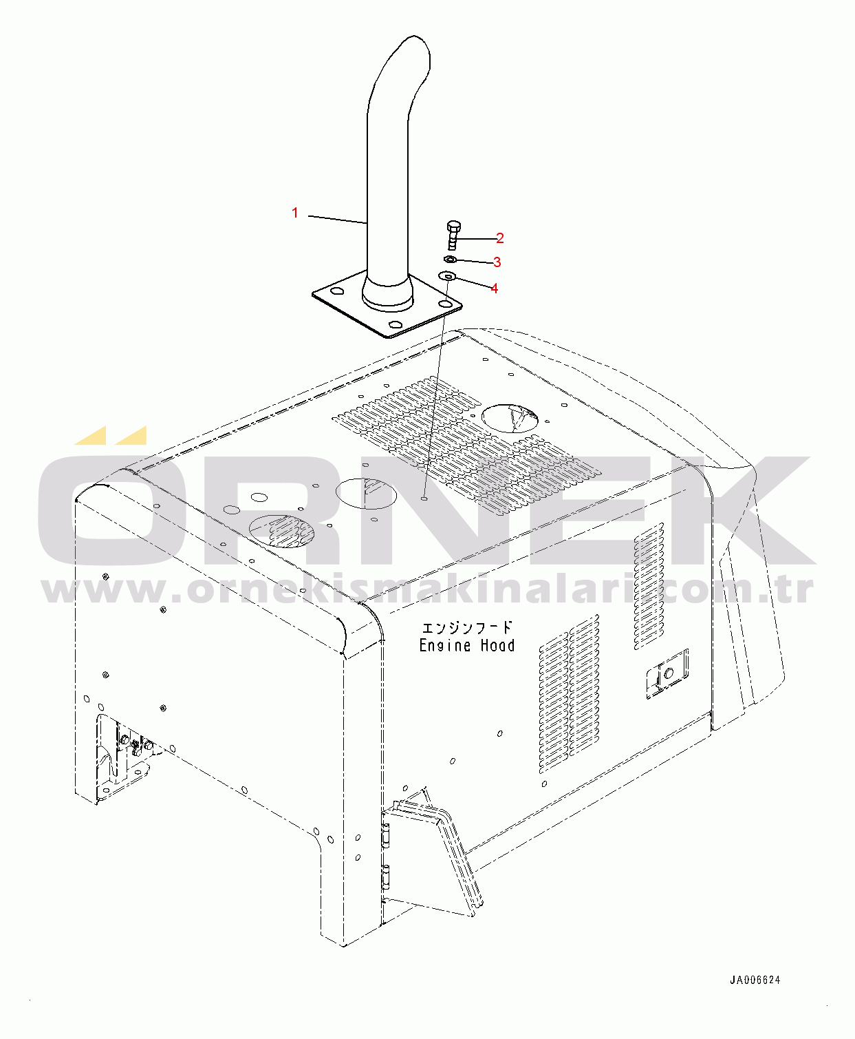 Komatsu WA150-6 S/N 80001-UP (Kuzey Amerika Stan.) Exhaust Pipe (#80001-)