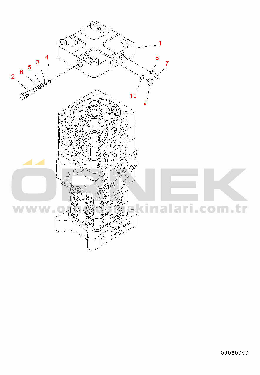 Komatsu PC130-8 S/N C30001-UP Main Control Valve(#C30001-)