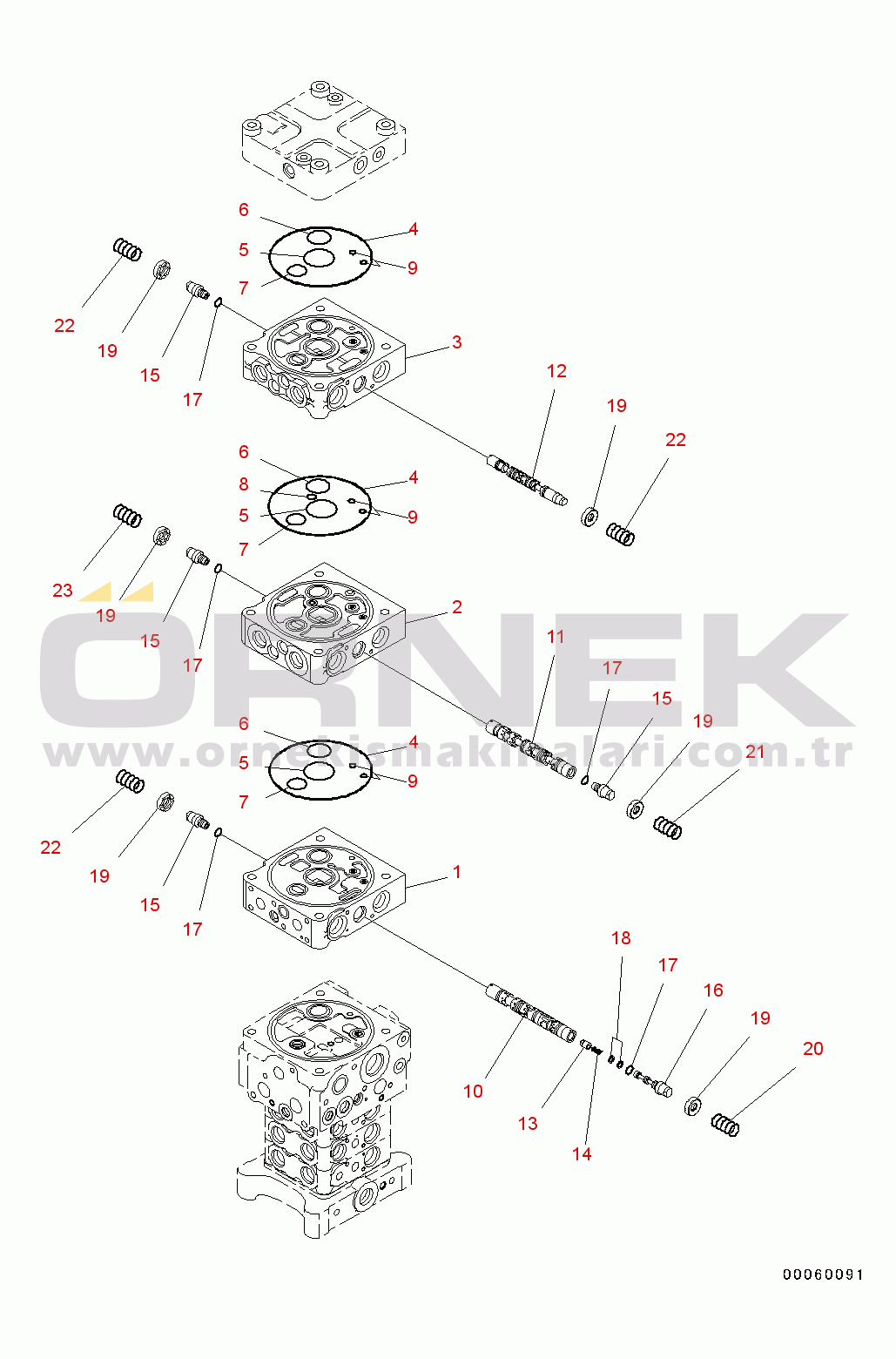 Komatsu PC130-8 S/N C30001-UP Main Control Valve(#C30001-)